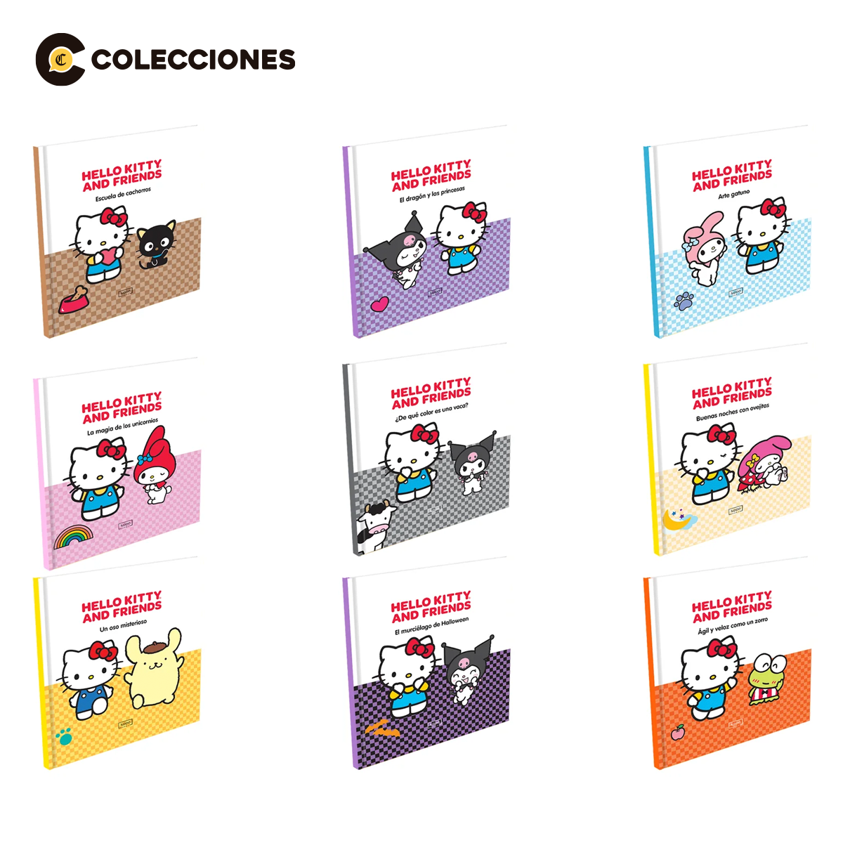 Pack Hello Kitty and Friends: 9 Figuras + 9 Libros de tapa dura + Cartera + Libro