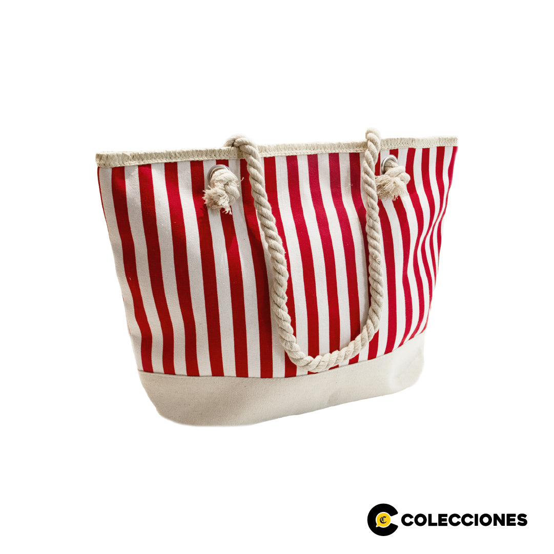 Bolso con rayas rojas