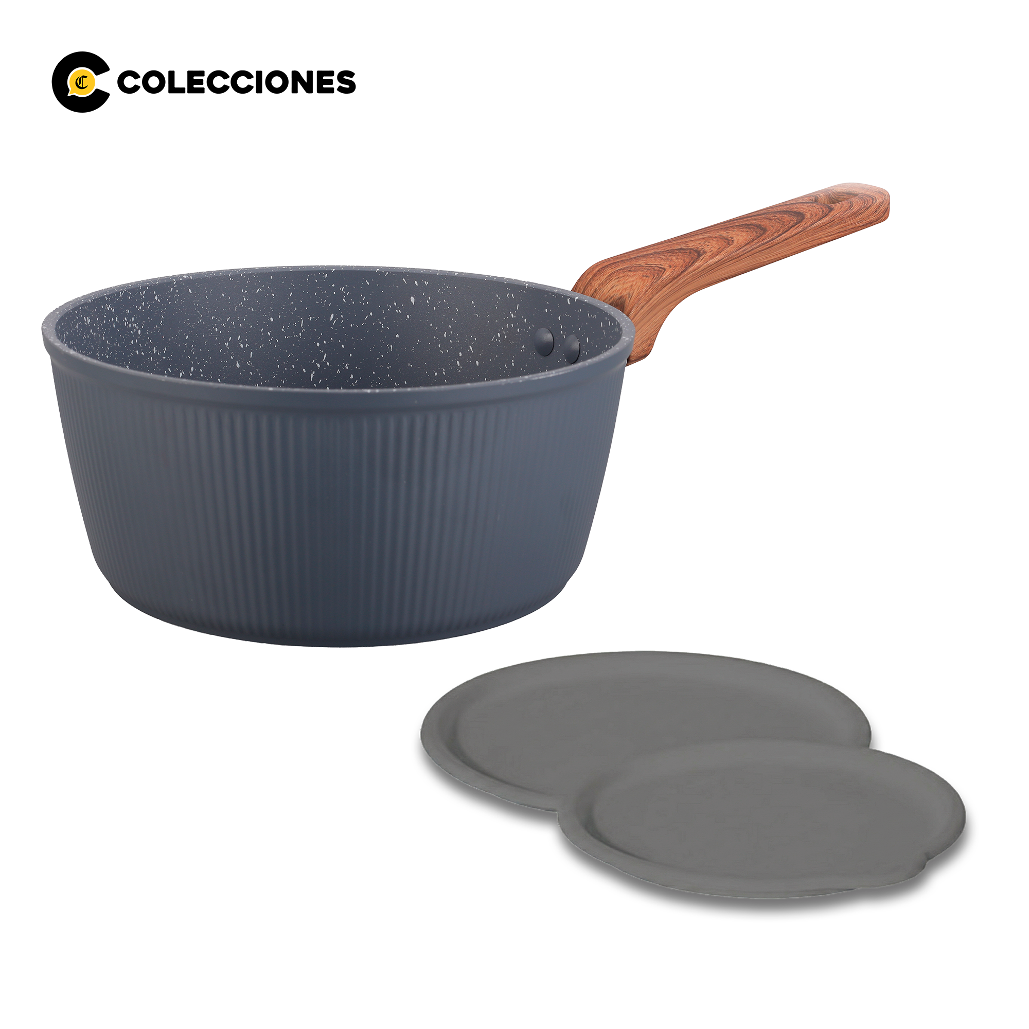 Piacenza Cacerola 20 cm Antiadherente + Set de 2 Tapas de Plástico + Recetario
