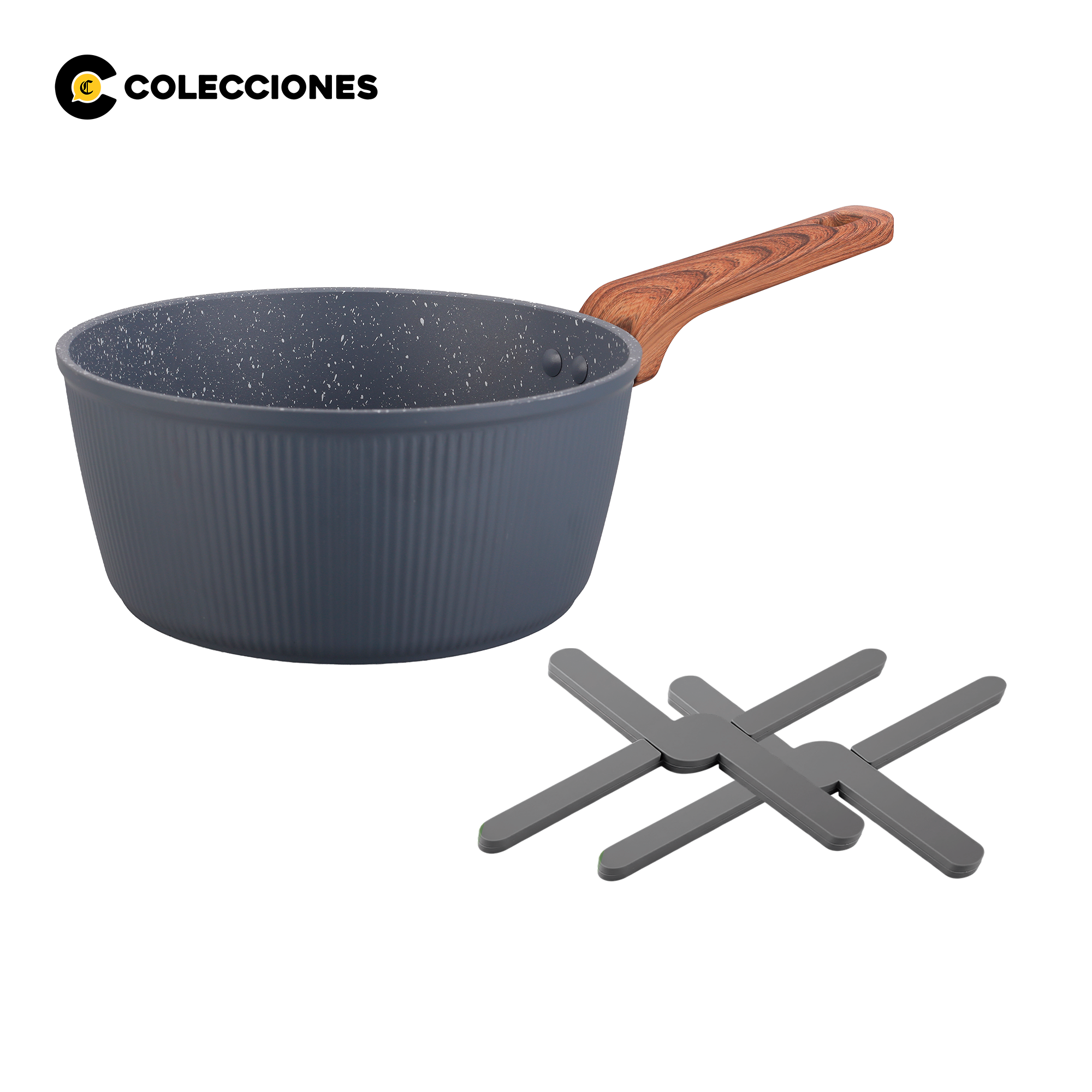Piacenza Cacerola 18 cm Antiadherente + Set de 2 Salvamanteles + Recetario