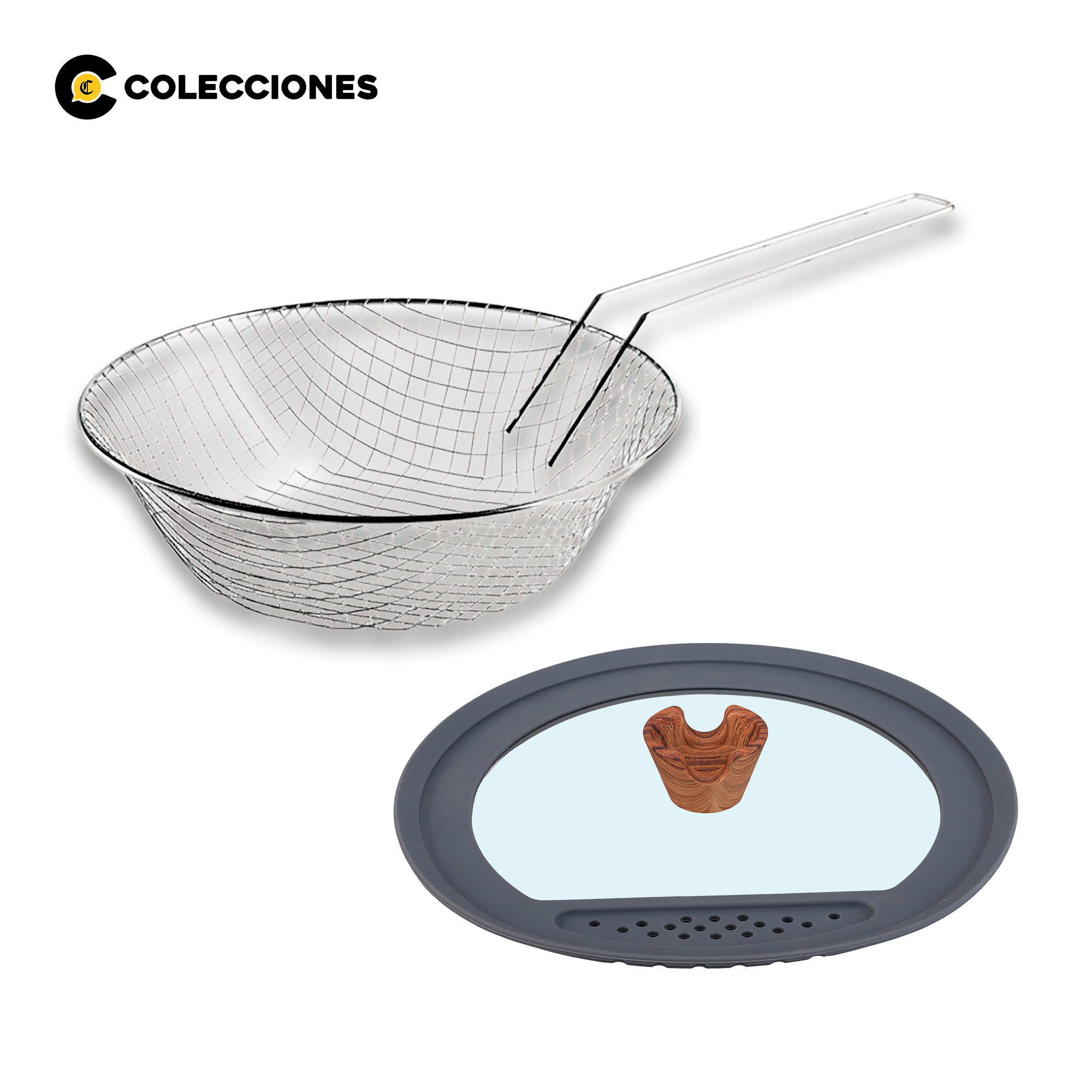 Piacenza Tapa Vidrio Multidiámetro 18/20/22 cm + Cestillo Inox + Recetario