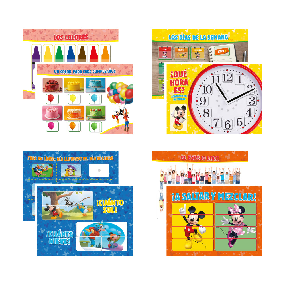 APRENDE CON MICKEY: 1 Carpeta de Colección + 12 Materiales Didácticos + 12 Libros Actividades