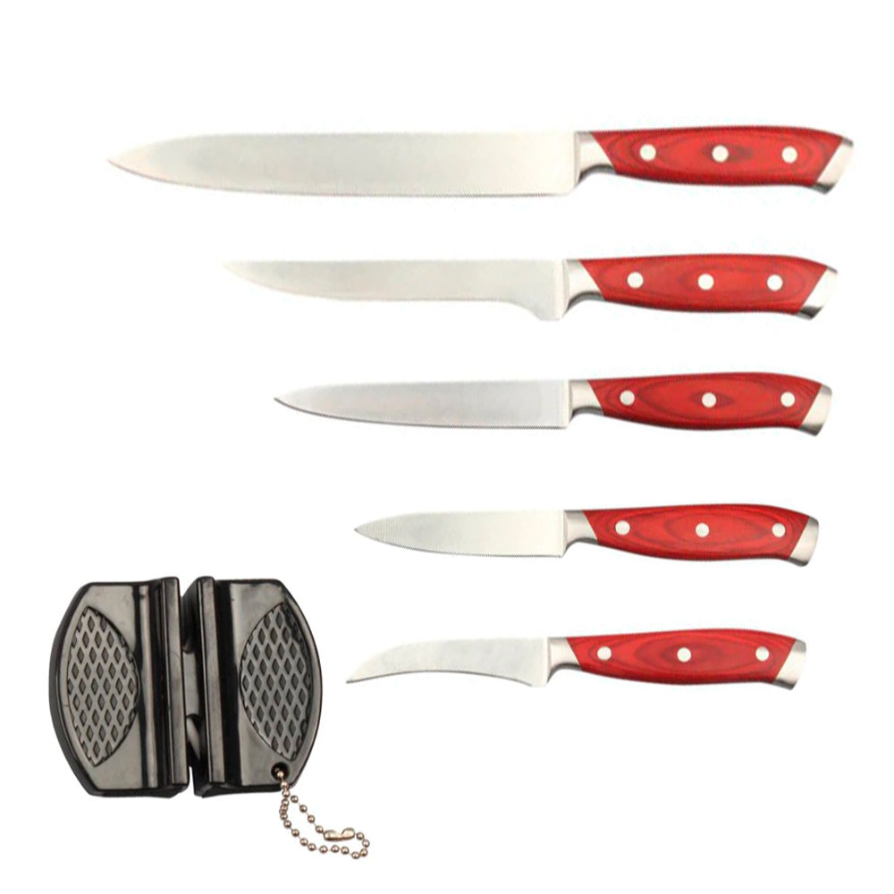 5 Cuchillos Pakkawood + 1 Afilador + 6 Recetarios