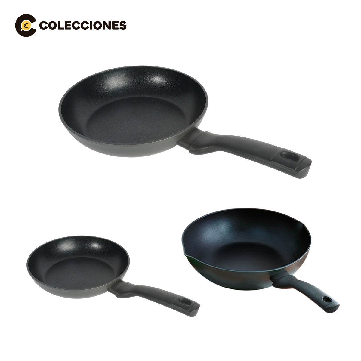 Juegos de 3 Sartenes 24 cm + 30 cm + Wok 28 cm