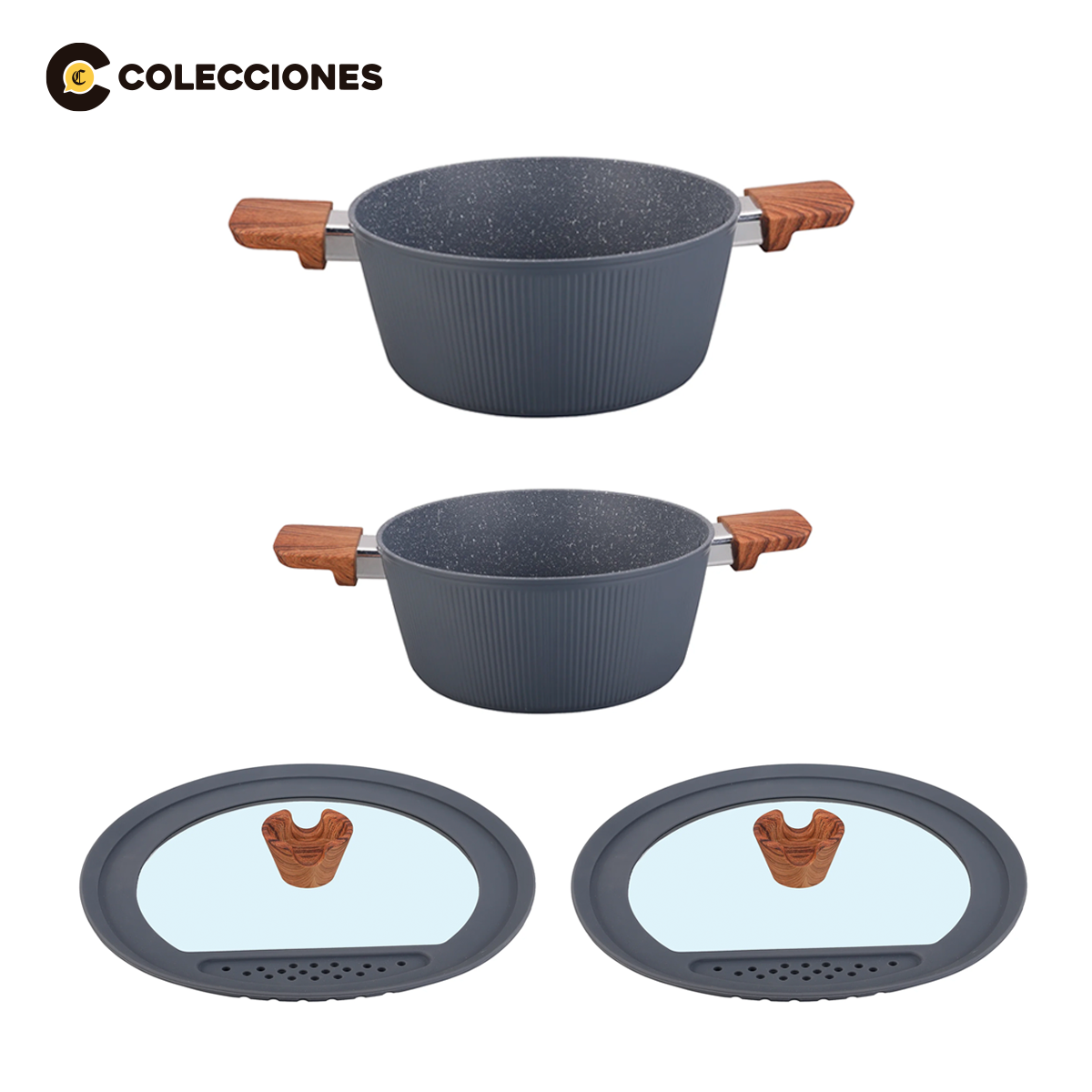Pack de 4 piezas: 2 Ollas 26 cm y 24 cm + 2 tapas