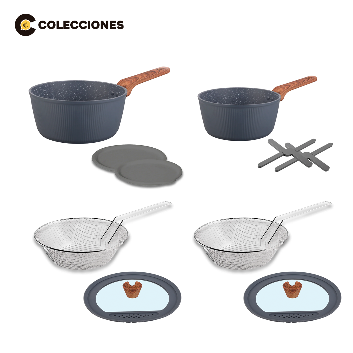 Pack de 4 Piezas: 2 Cacerolas 20 cm y 18 cm + 2 tapas