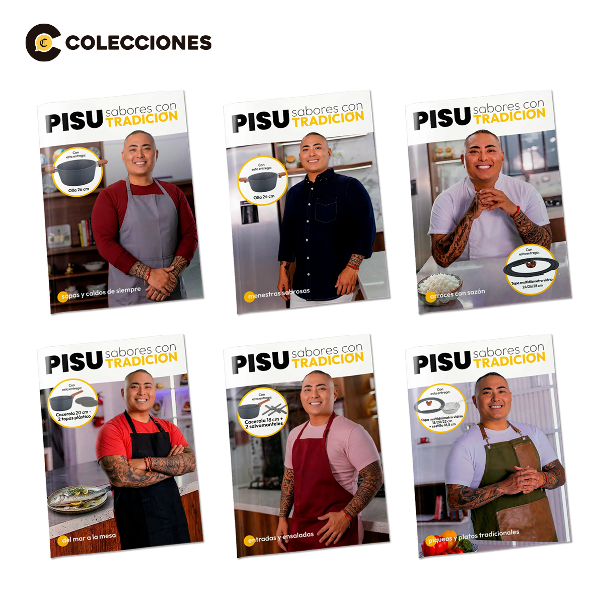 Pack de 6 Piezas: 2 Ollas 26 y 24 cm + 2 tapas multidiámetro 24/26/28 - 18/20/22 + 2 cacerolas 20 cm y 18 cm