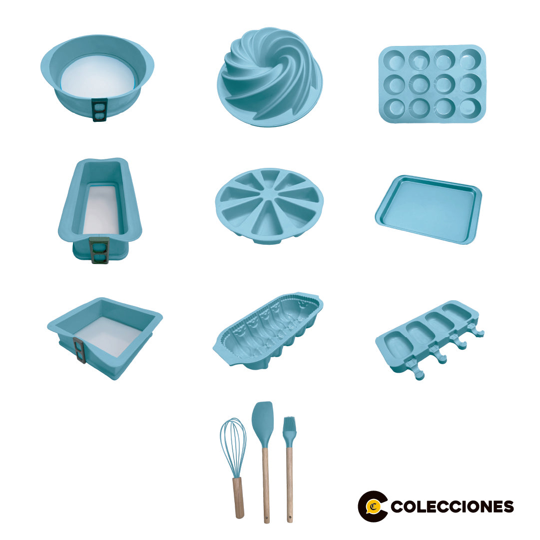 9 Moldes Repostería + 3 Utensilios + 10 Recetarios