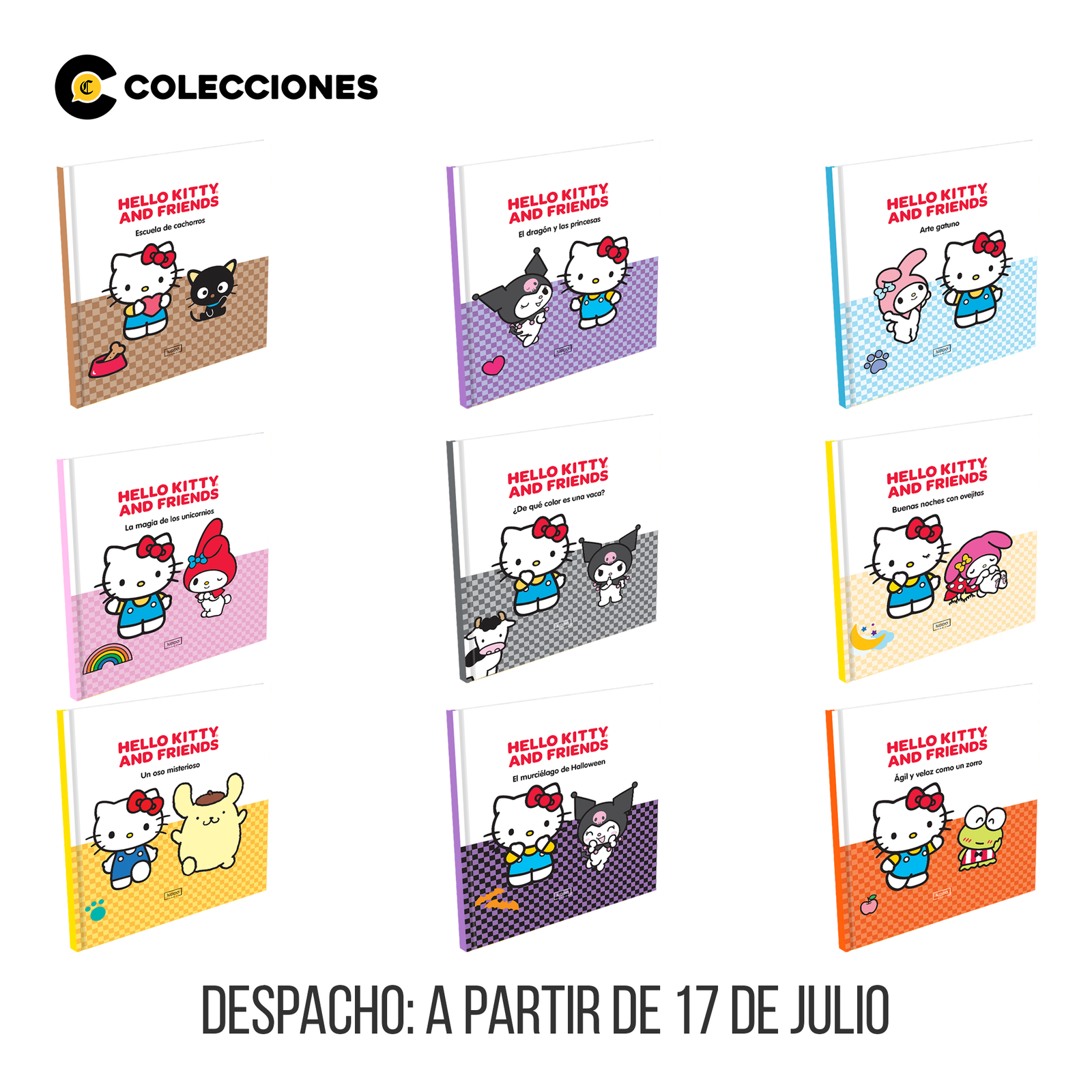 Pack Hello Kitty and Friends: 9 Figuras + 9 Libros de tapa dura + Cartera + Libro