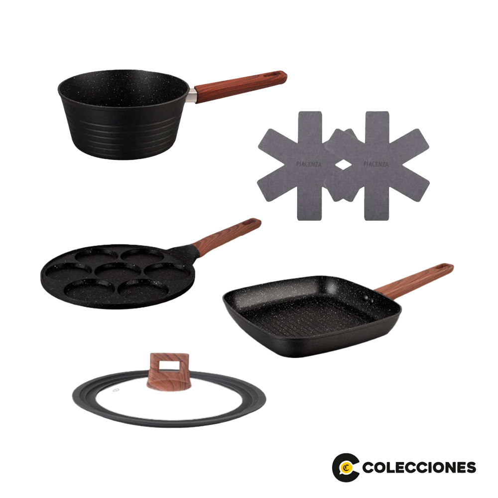 1 Cacerola 18cm + 1 tapa + 2 Sartenes + 4 Recetarios