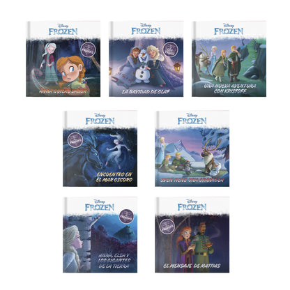 1 Caja de Colección + 7 Personajes Frozen + 7 Libros Tapa Dura