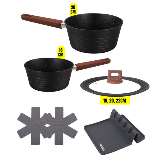 Cacerola 20cm + Cacerola 18cm + 1 Tapa Multidiámetro+ 2 Accesorios + 3 Recetarios
