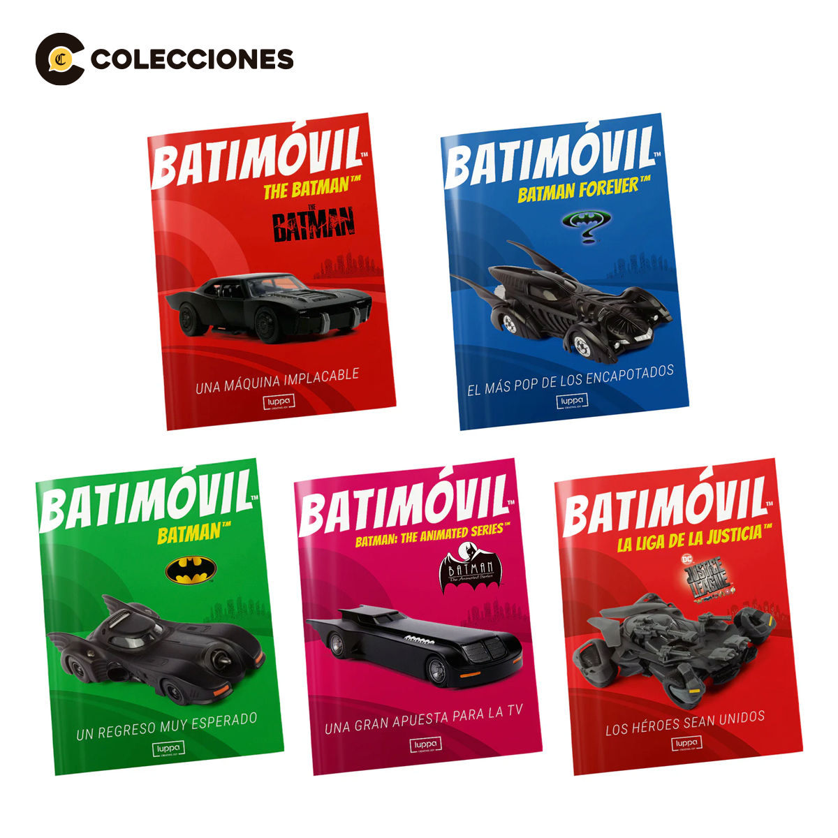 Pack 5 Batimóviles Die Cast Escala 1/32 + 5 fascículos