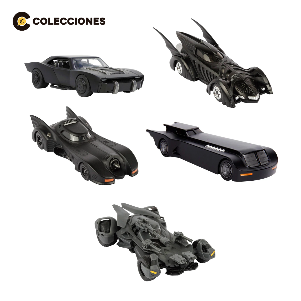 Pack 5 Batimóviles Die Cast Escala 1/32 + 5 fascículos