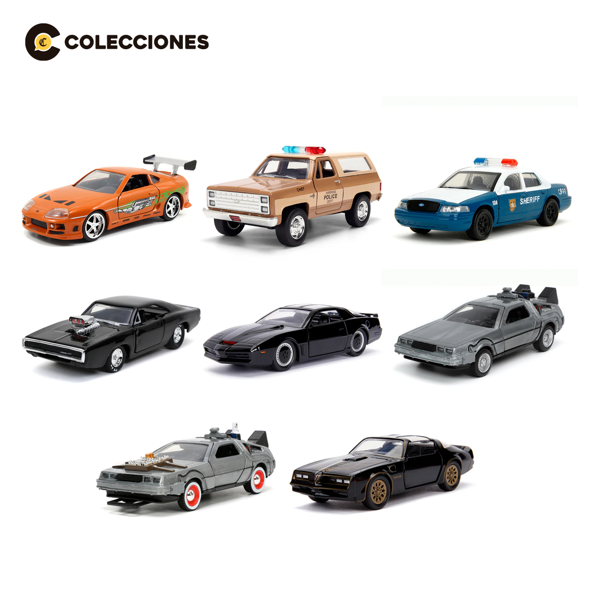 Pack 8 Autos de Hollywood Die Cast Escala 1/32 + 8 fascículos
