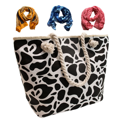 02 PACK 2 - BOLSO BLANCO Y NEGRO + 3 PASHMINAS