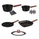 Cacerola 20cm + Cacerola 18cm + Tapa multidiámetro+ Sartén Grill + Sartén Pancake + 2 Accesorios + 5 recetarios