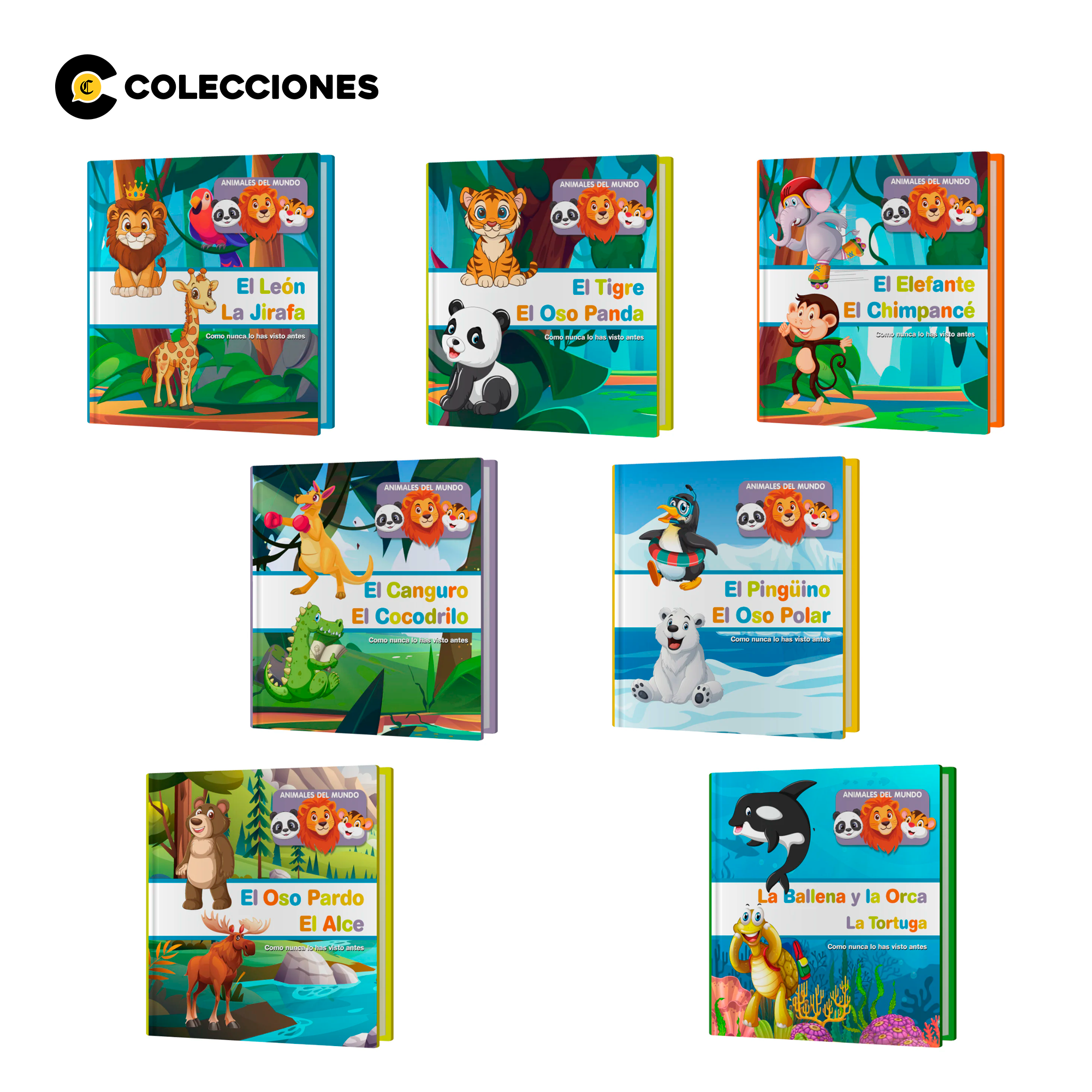 Pack: 14 figuras Animales del mundo + 7 libros de tapa dura
