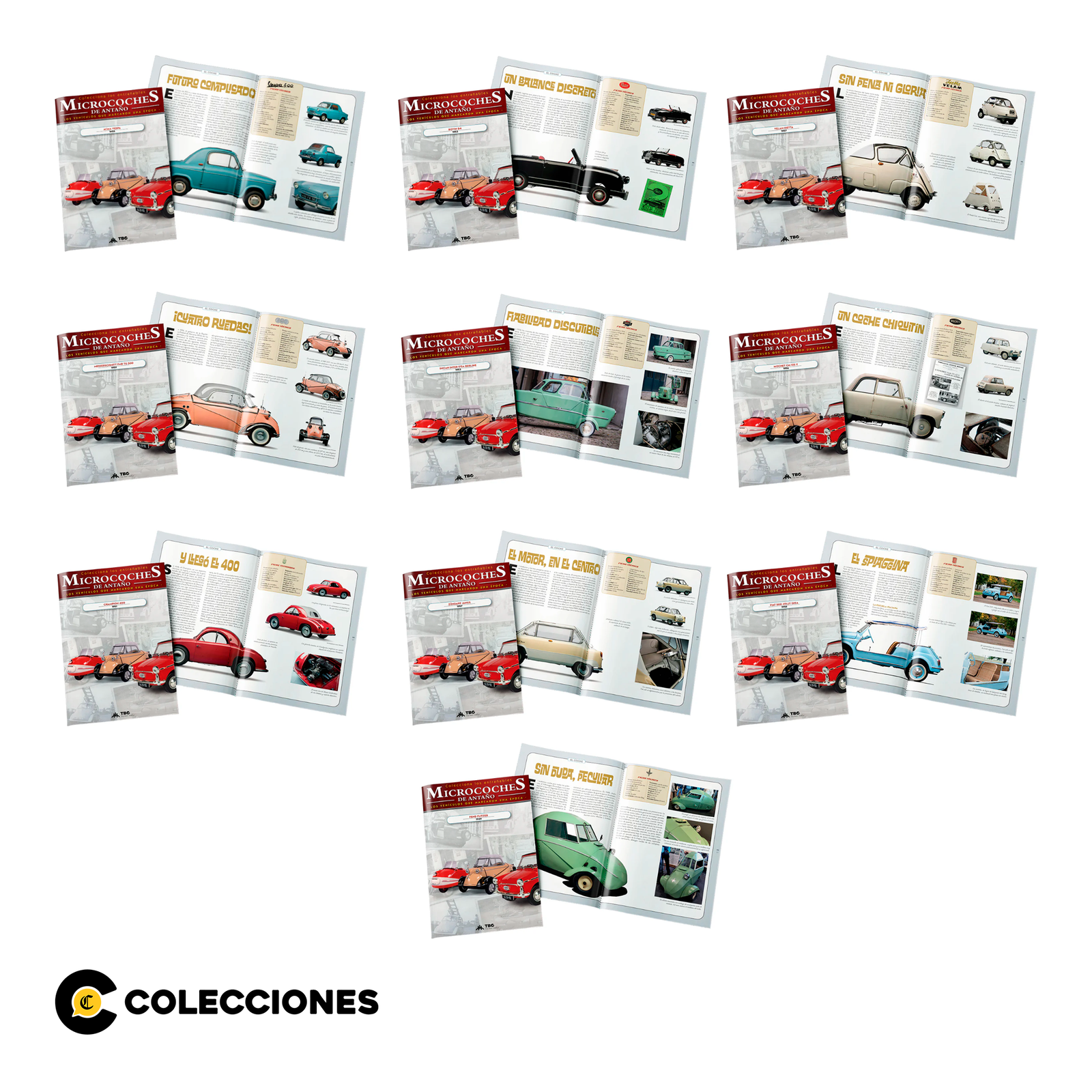 Pack 10 Micro Coches Europeos Die Cast IXO con Urna + 10 fascículos