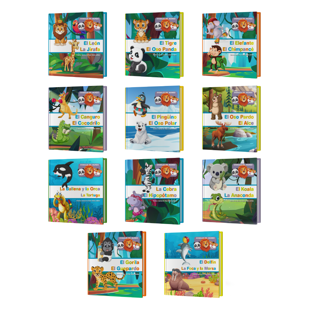22 Figuras de Animales + 11 Libros Tapa Dura
