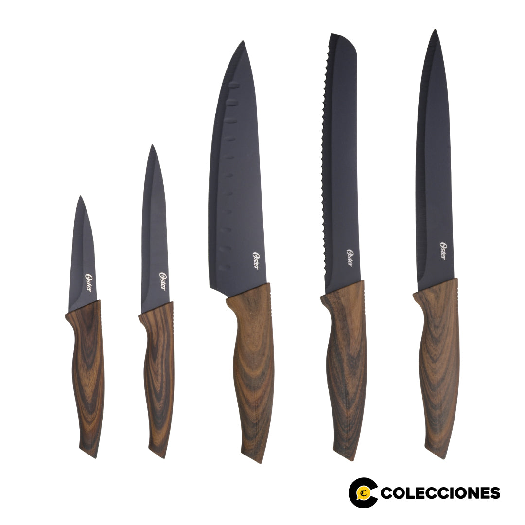 OSTER JUEGO DE 5 CUCHILLOS GODFREY + RECETARIO