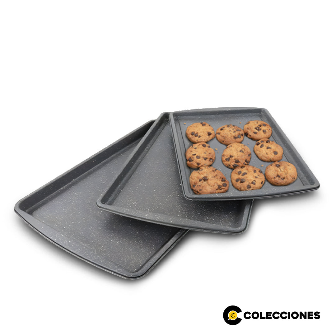 SET X3 BANDEJAS PARA HORNEAR + RECETARIO