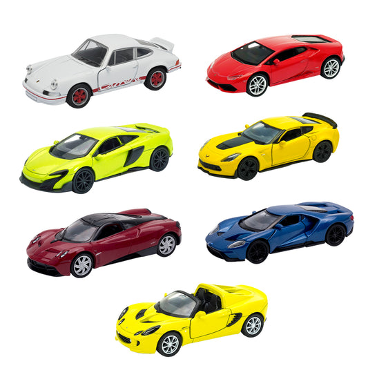 7 Autos Die-Cast Deportivos Escala 1/32 + 7 Revistas