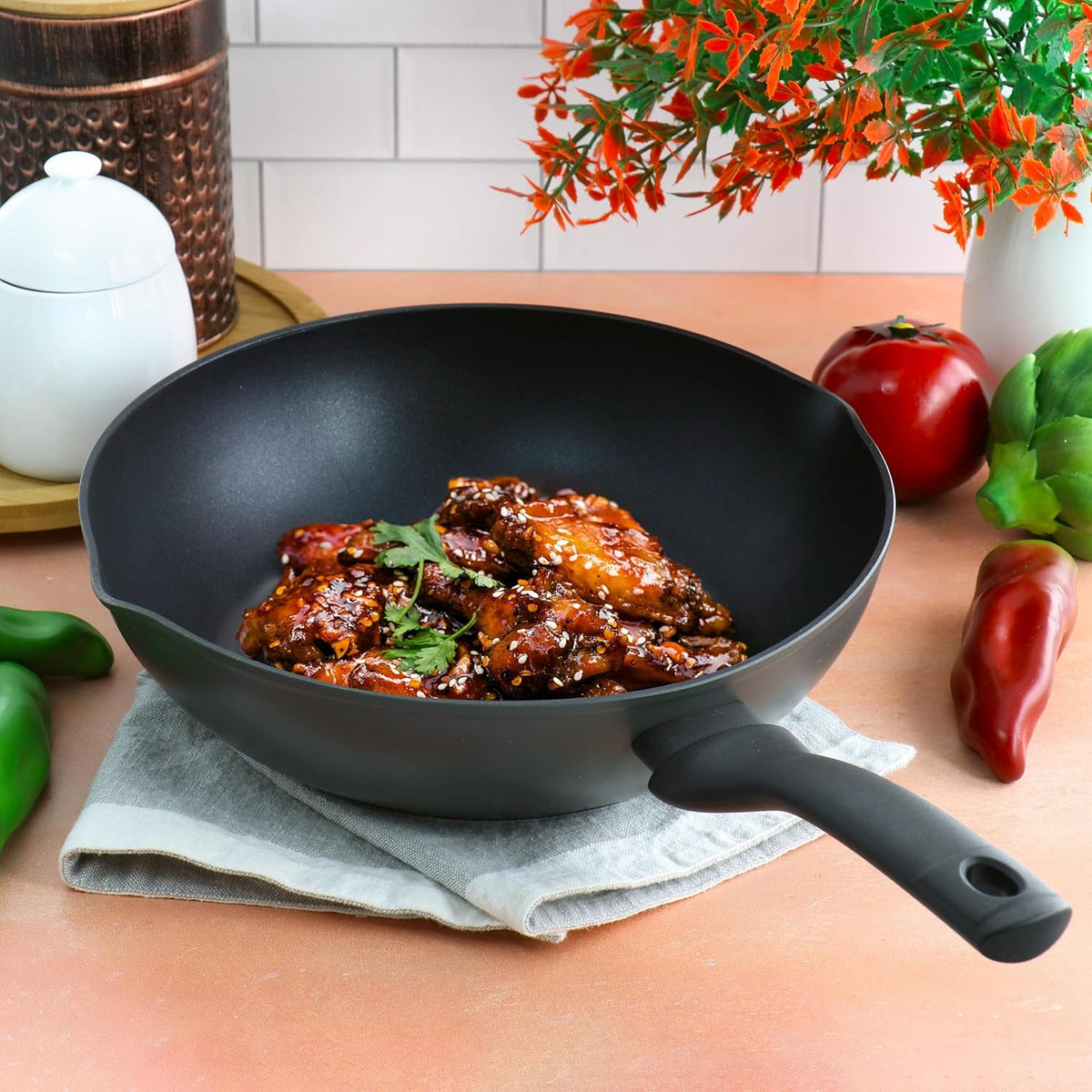 Oster Wok 28 cm Kingsway + tapa + 2 recetarios
